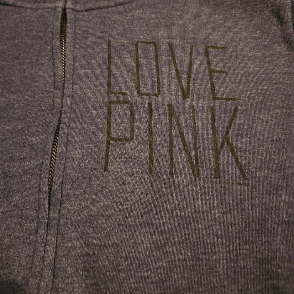Victoria's Secret LOVE PINK Blue Large Zipper Hoodie Sweater Bundle of (2) w/ Gr - Picture 3 of 12